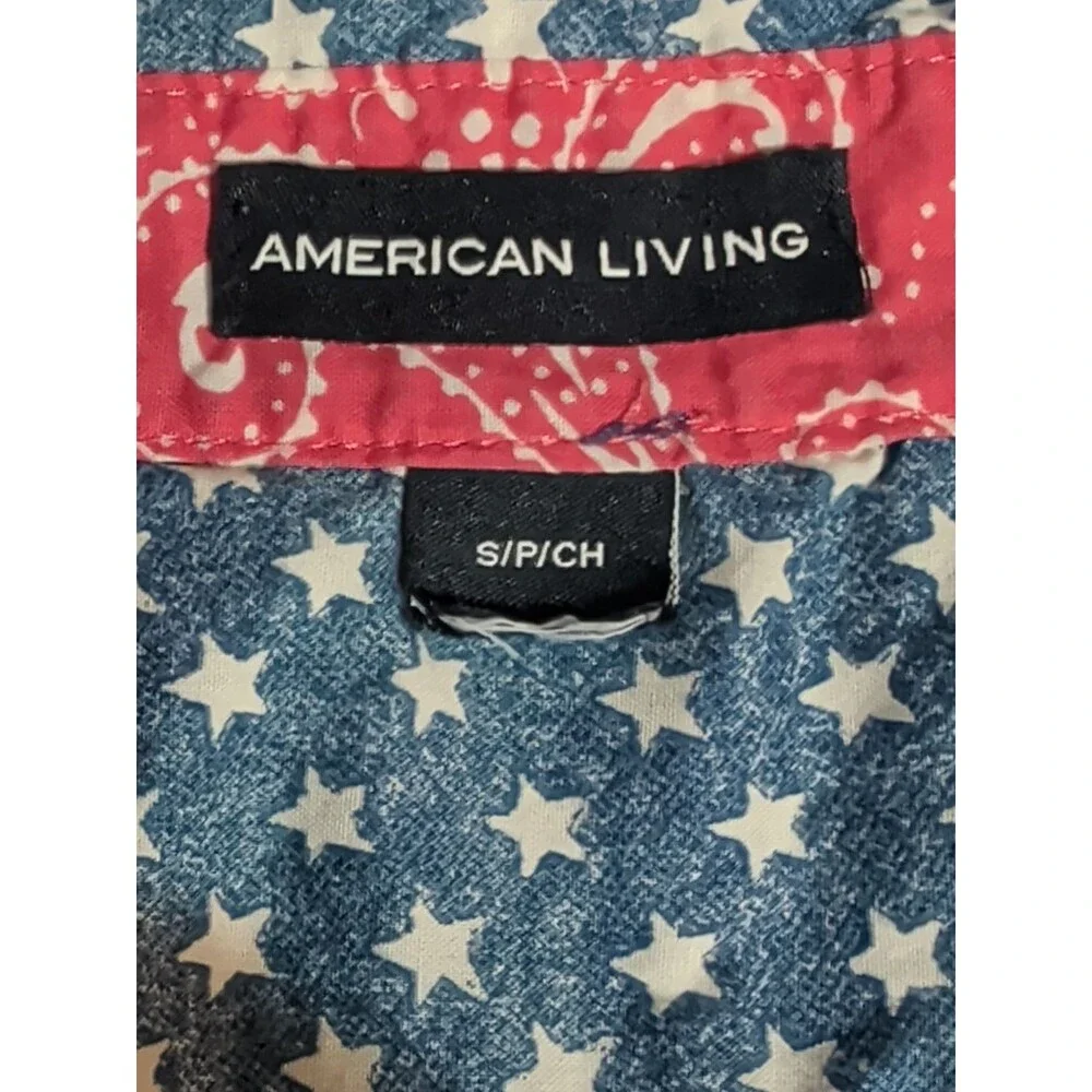 ⭐American Living Womens Shirt small Blue White Star Print Collared Button-up⭐ - Picture 8 of 11